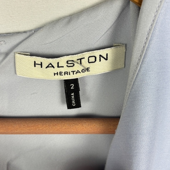 Halston Heritage Womens Fit & Flare Cotton & Silk Mini Dress Sz 2 Blue Cocktail - Picture 4 of 10